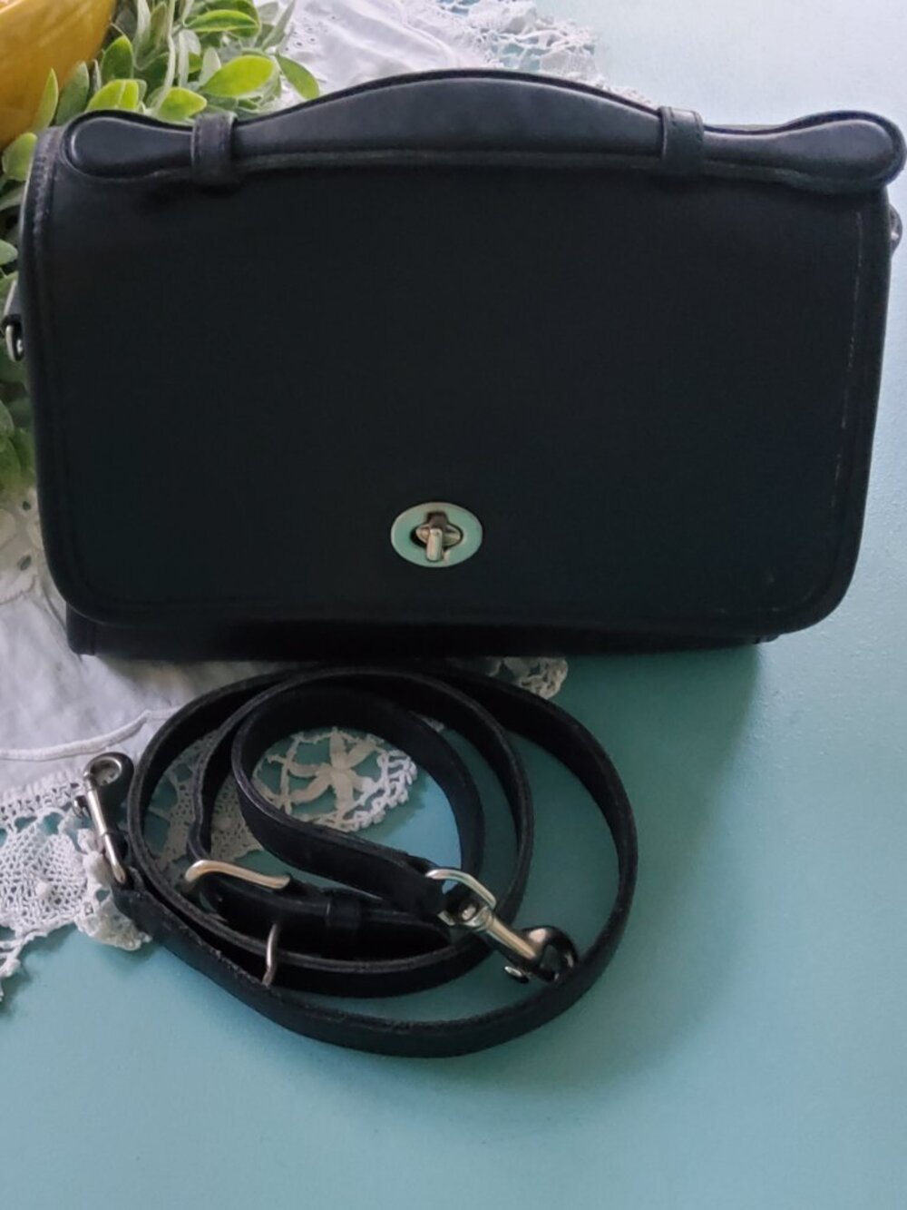 Vintage Coach Court Bag in Black with Nickel Hardware 9870